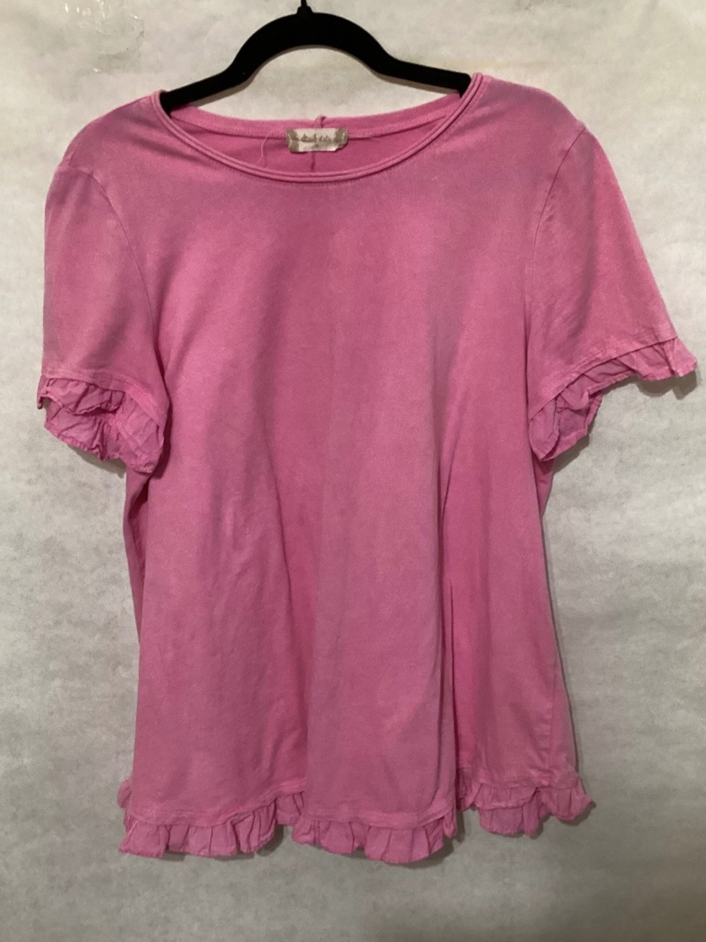 Altar’d State Pink 100% Cotton Ruffle Sleeve Hem T-Shirt Top Size M